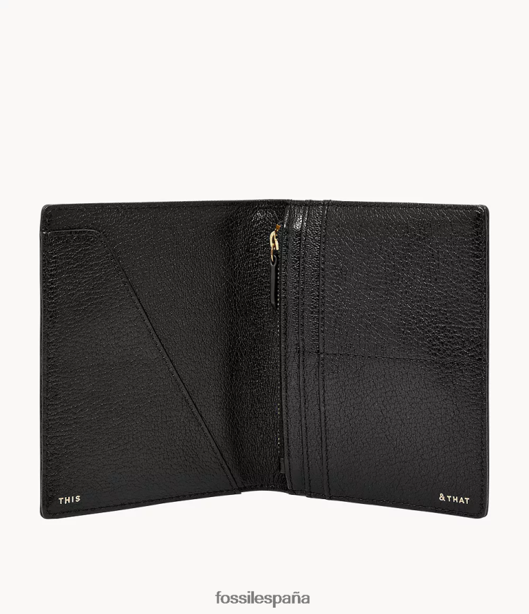 accesorio 804XJ41981 negro mujer Fossil funda para pasaporte rfid de viaje