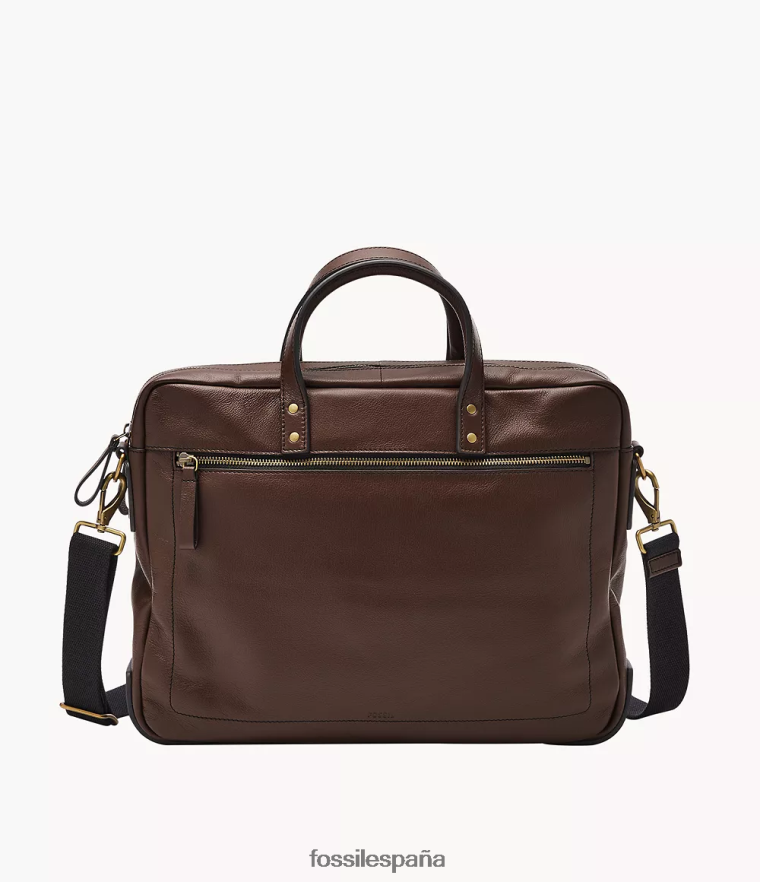 bolsa 804XJ41617 marron oscuro hombres Fossil bolso de trabajo haskell con doble cremallera