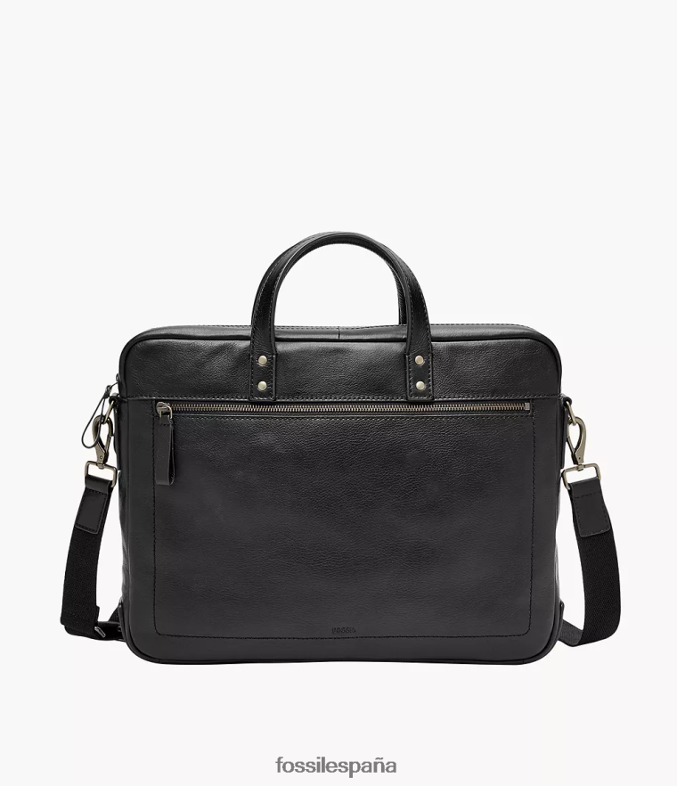 bolsa 804XJ41618 negro hombres Fossil bolso de trabajo haskell con doble cremallera