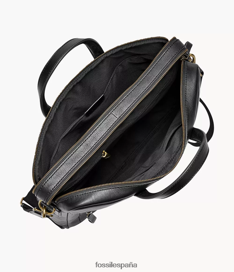 bolsa 804XJ41618 negro hombres Fossil bolso de trabajo haskell con doble cremallera