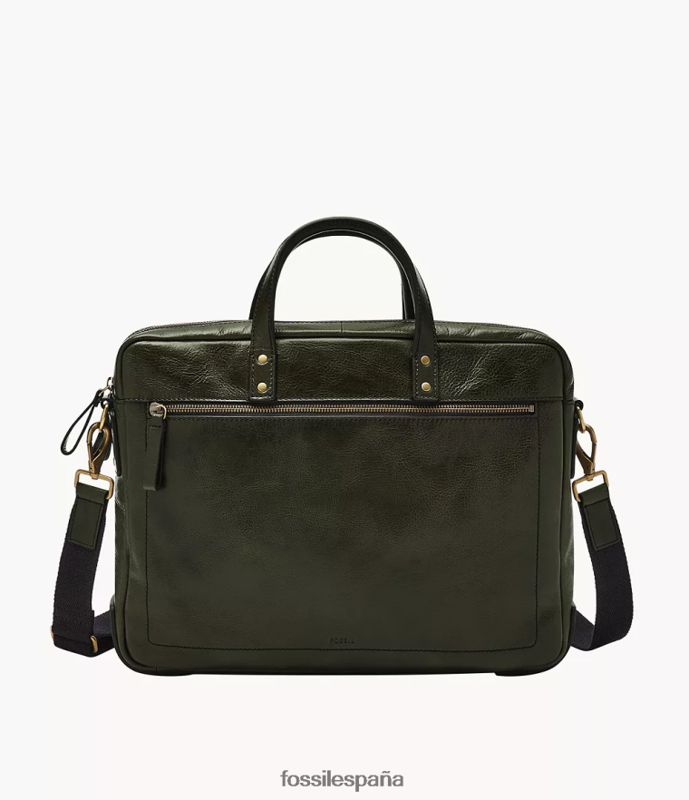 bolsa 804XJ41621 verde hombres Fossil bolso de trabajo haskell con doble cremallera