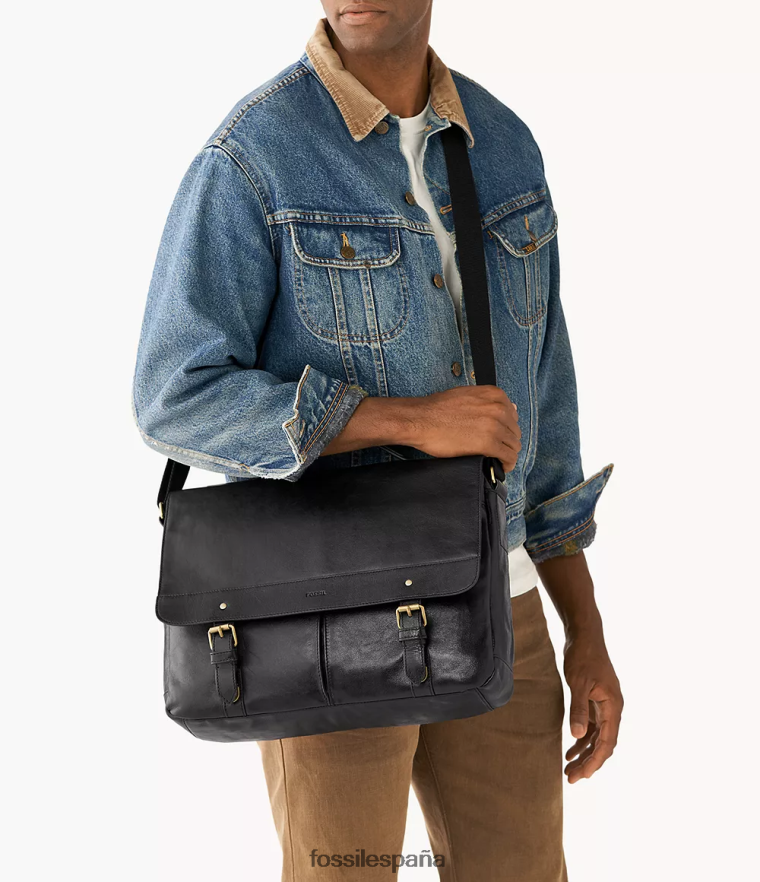 bolsa 804XJ41640 negro hombres Fossil mensajero de millas