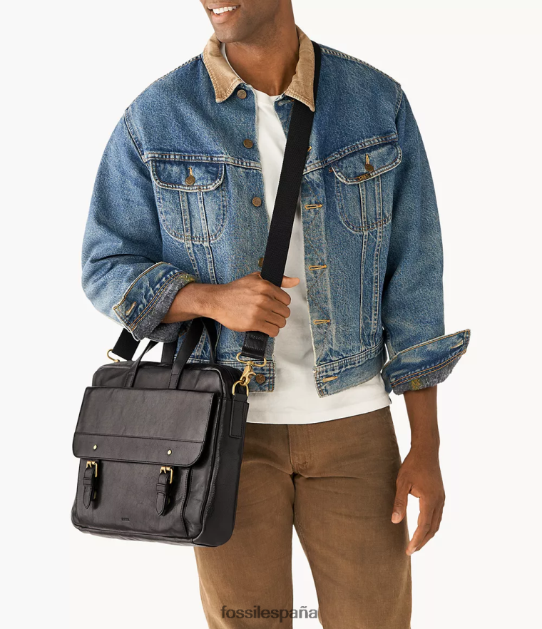 bolsa 804XJ41645 negro hombres Fossil bolsa de trabajo de millas