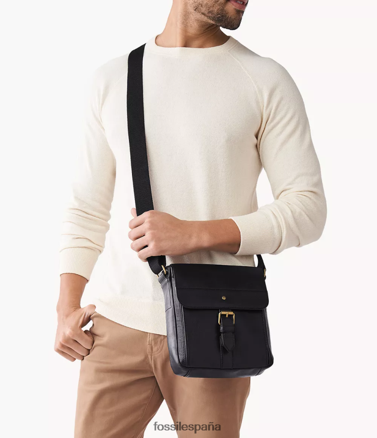 bolsa 804XJ41654 negro hombres Fossil mensajero de millas
