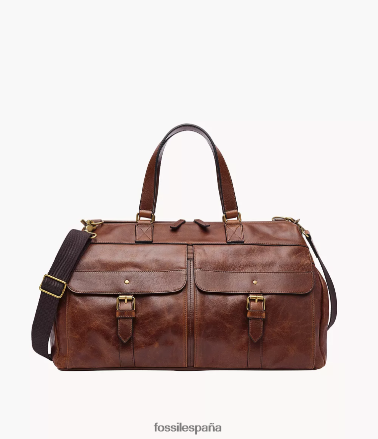 bolsa 804XJ41636 marron oscuro hombres Fossil millas de lona