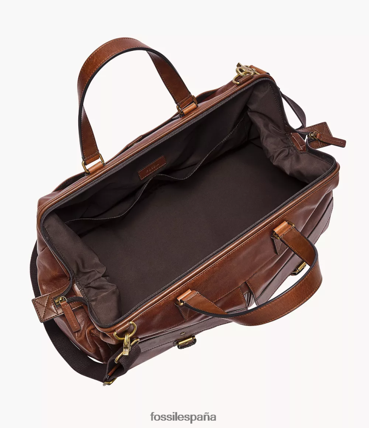 bolsa 804XJ41636 marron oscuro hombres Fossil millas de lona