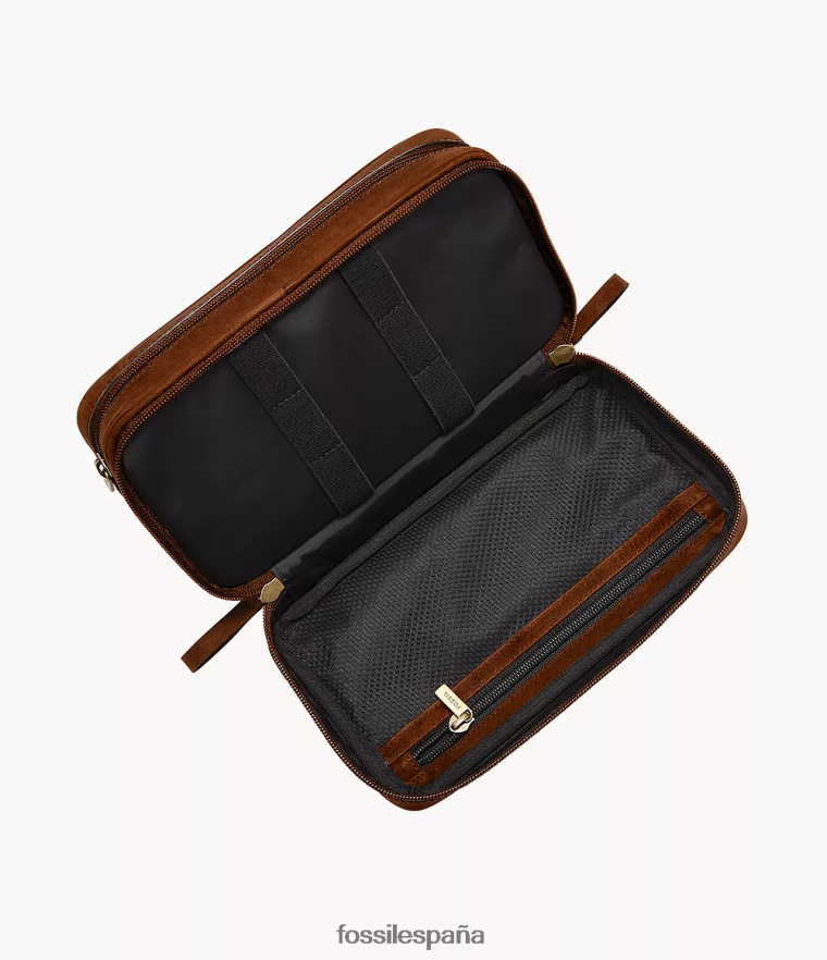 bolsa 804XJ42045 marrón hombres Fossil kit de afeitado de viaje