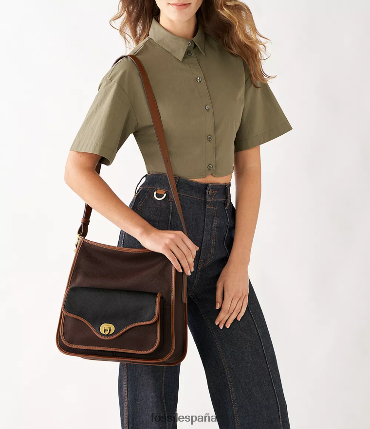 bolsa 804XJ4423 marron oscuro mujer Fossil vagabundo patrimonial