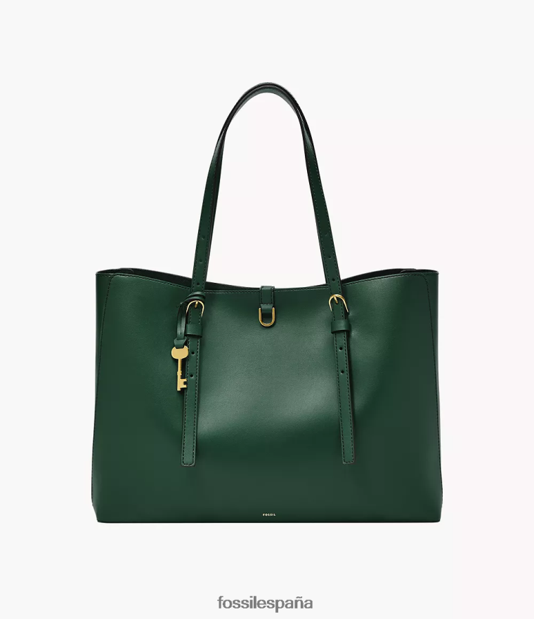 bolsa 804XJ4545 Pino verde mujer Fossil bolso tote Kier de cuero con diseño de cactus