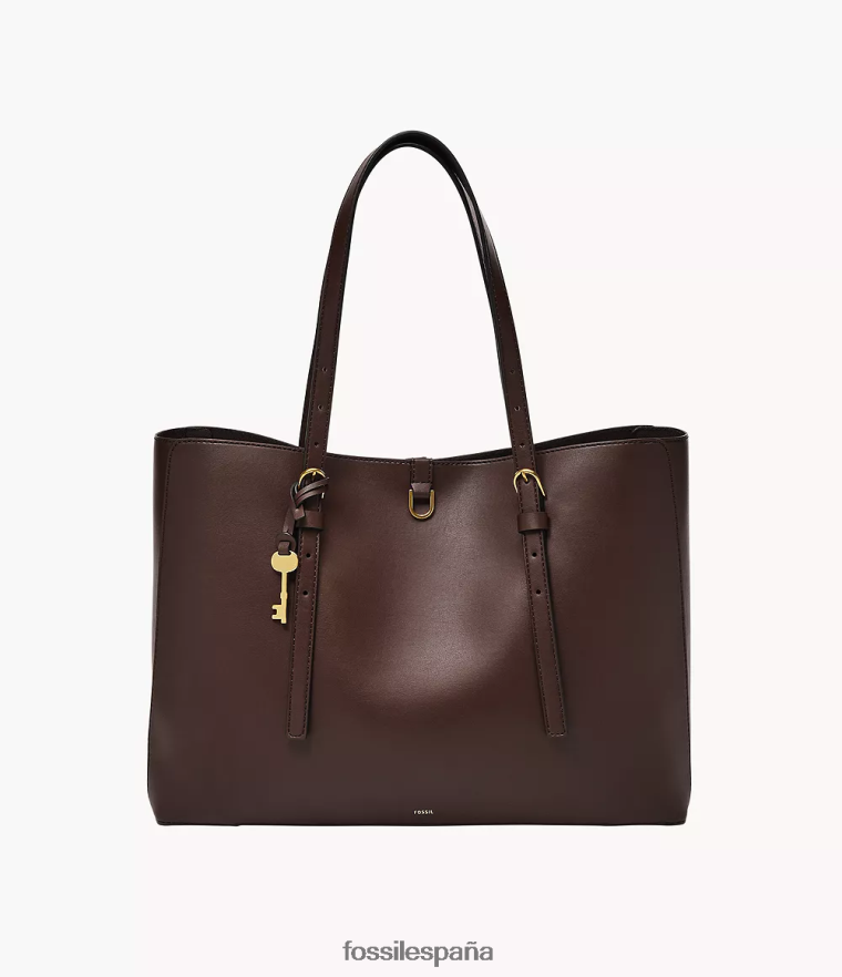 bolsa 804XJ4647 marrón mujer Fossil bolso tote Kier de cuero con diseño de cactus