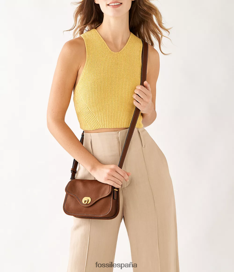 bolsa 804XJ4285 marrón mujer Fossil bandolera Heritage con mini solapa