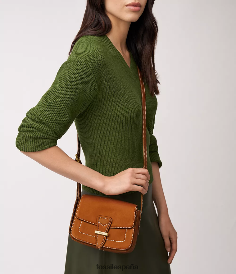 bolsa 804XJ4316 coñac mujer Fossil bandolera tremont pequeña con solapa