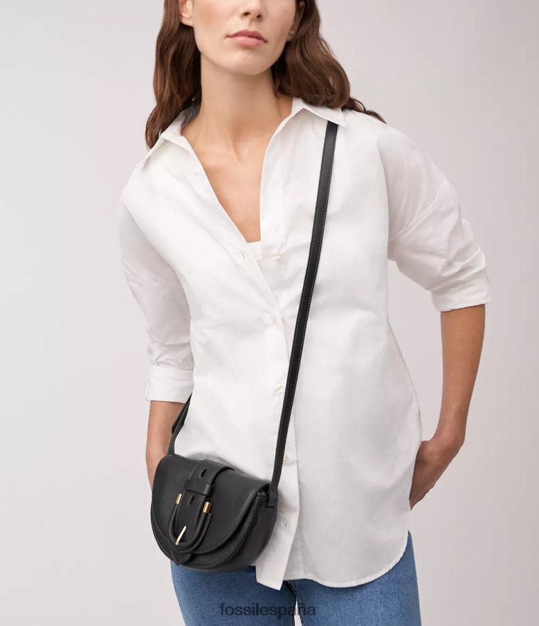 bolsa 804XJ4324 negro mujer Fossil bandolera harwell pequeña con solapa