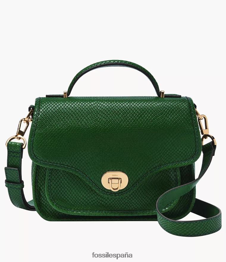 bolsa 804XJ4347 verde mujer Fossil bandolera Heritage con asa superior