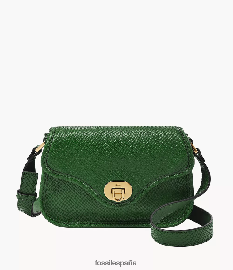 bolsa 804XJ4353 verde mujer Fossil bandolera Heritage con mini solapa