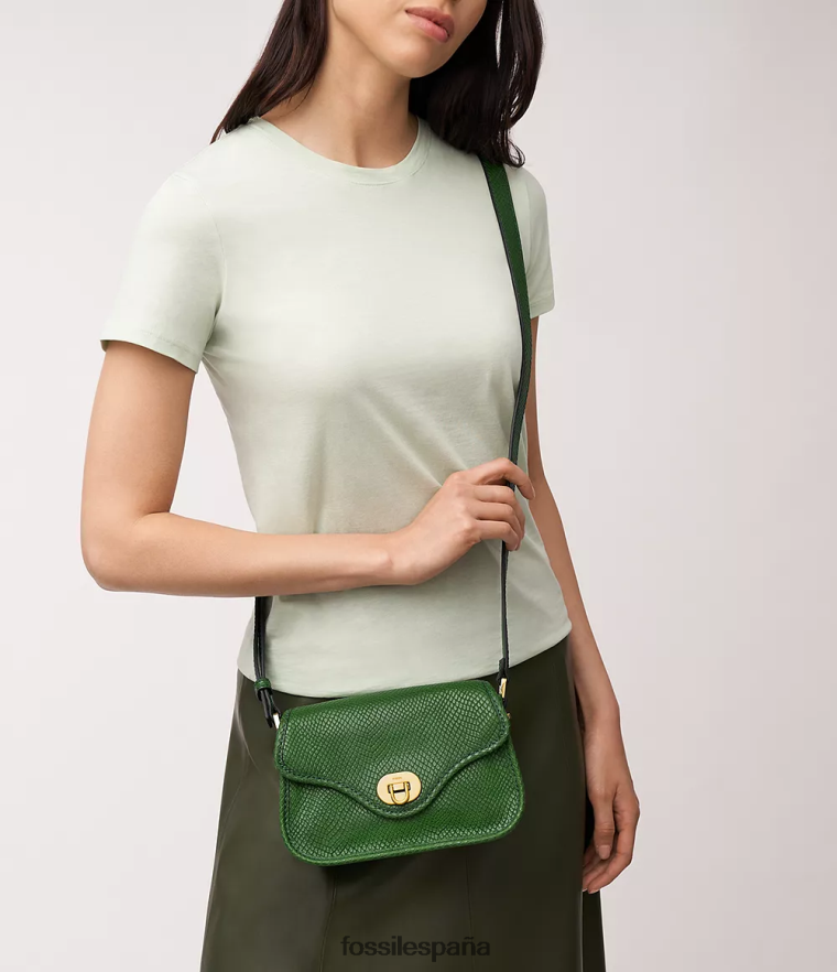 bolsa 804XJ4353 verde mujer Fossil bandolera Heritage con mini solapa