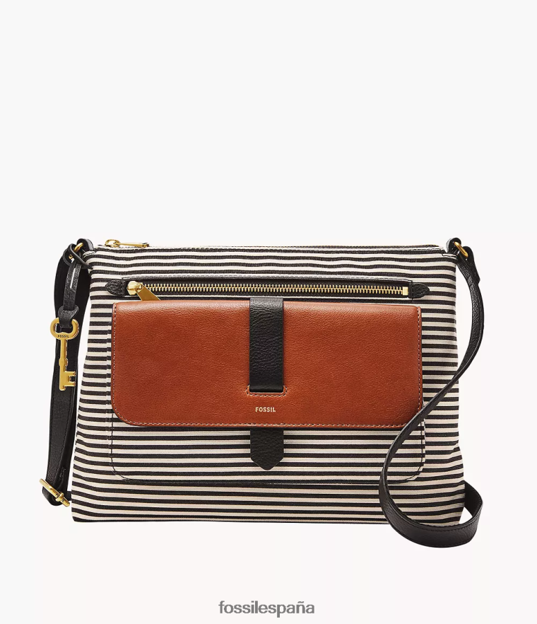 bolsa 804XJ4406 negro/marrón/blanco mujer Fossil bandolera kinley