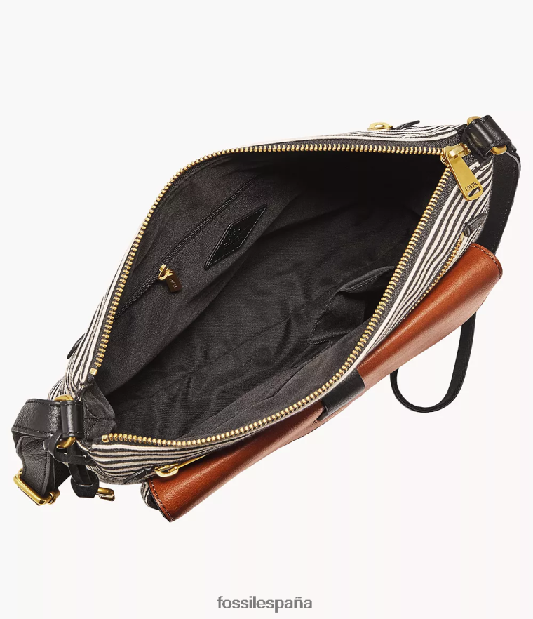 bolsa 804XJ4406 negro/marrón/blanco mujer Fossil bandolera kinley