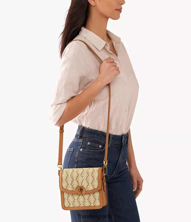 bolsa 804XJ4437 camello mujer Fossil bandolera pequeña ainsley