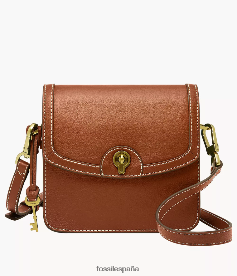 bolsa 804XJ4438 marrón mujer Fossil bandolera ainsley pequeña con solapa