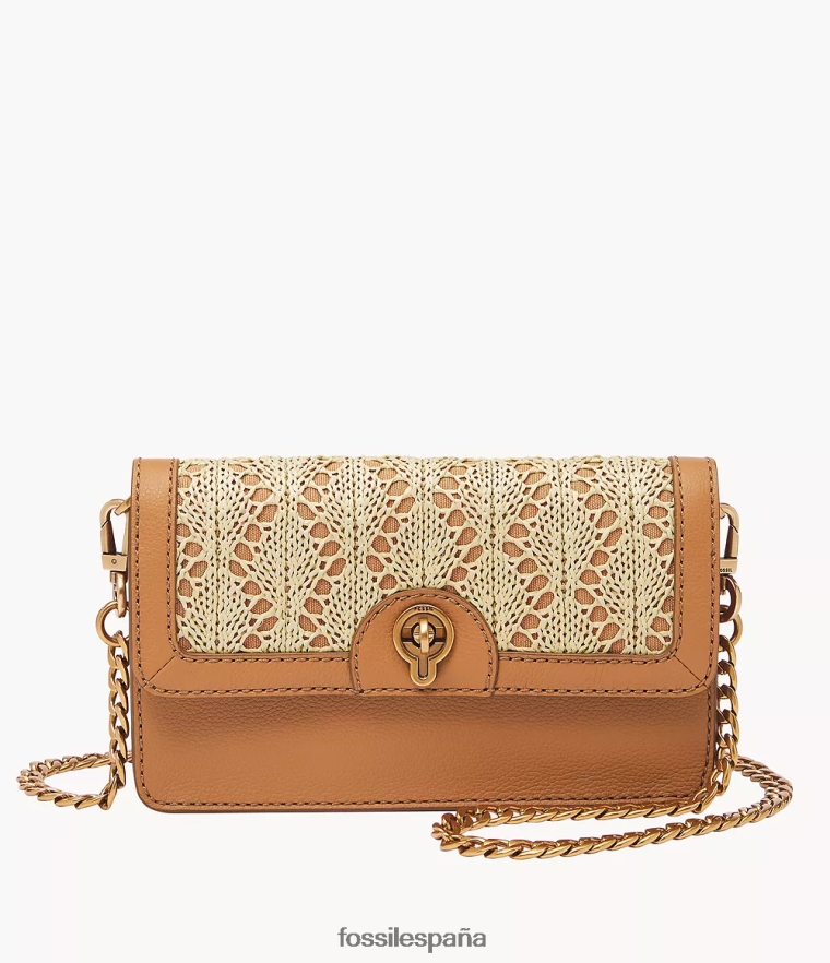 bolsa 804XJ4439 camello mujer Fossil cartera ainsley con cadena y cierre giratorio