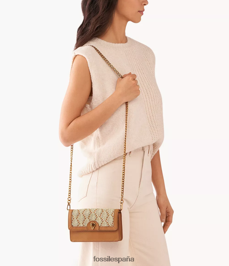 bolsa 804XJ4439 camello mujer Fossil cartera ainsley con cadena y cierre giratorio
