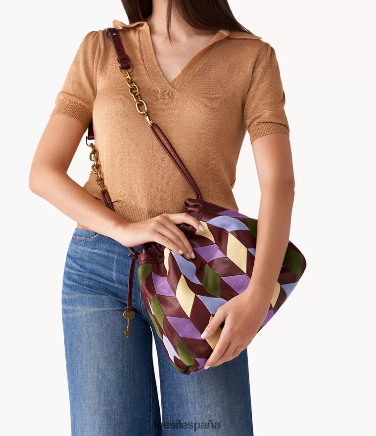 bolsa 804XJ4446 borgoña mujer Fossil bolso de hombro gigi con cordones
