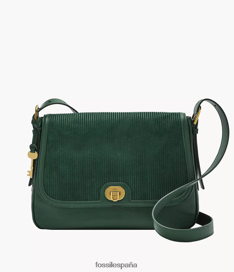bolsa 804XJ4454 verde mujer Fossil bandolera harper grande con solapa