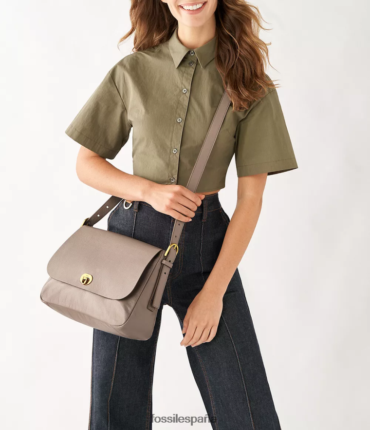 bolsa 804XJ4468 gris mujer Fossil bandolera harper grande con solapa