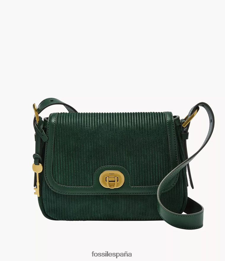 bolsa 804XJ4489 verde mujer Fossil bandolera Harper pequeña con solapa