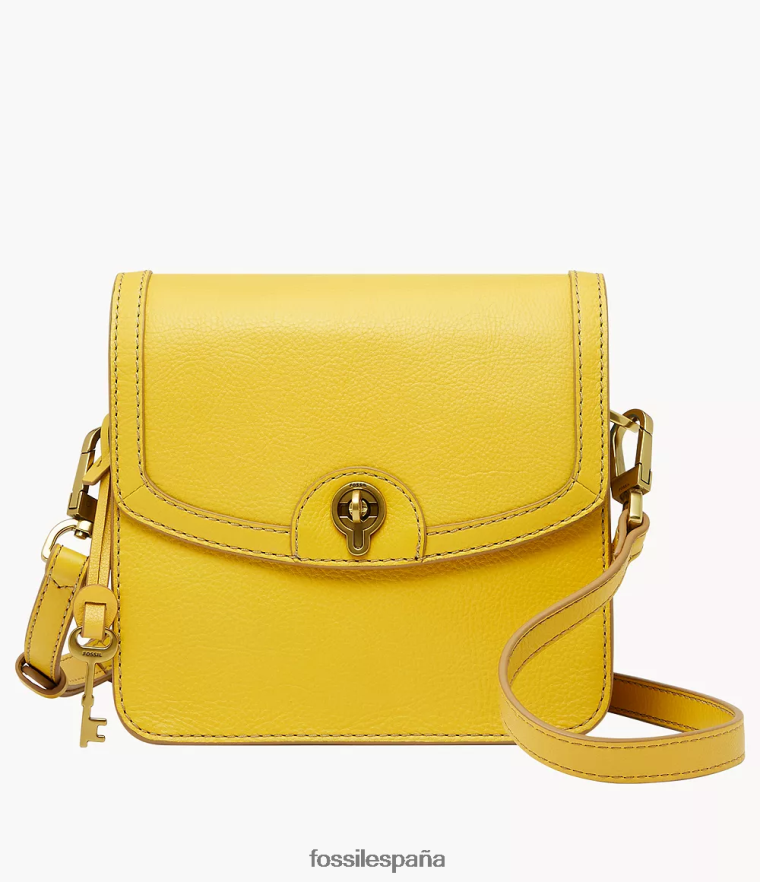 bolsa 804XJ4514 amarillo mujer Fossil bandolera ainsley pequeña con solapa