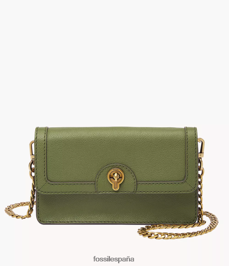 bolsa 804XJ4526 aceituna mujer Fossil cartera ainsley con cadena y cierre giratorio