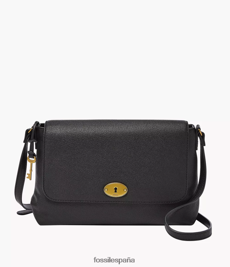 bolsa 804XJ4530 negro mujer Fossil bandolera gabriella mediana con solapa