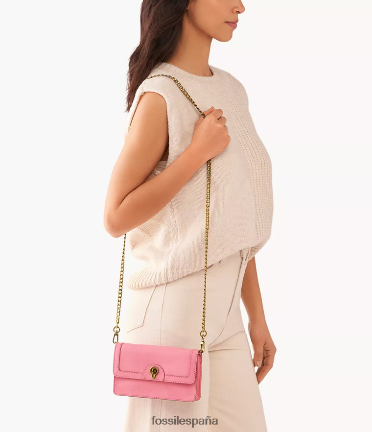 bolsa 804XJ4542 rosa mujer Fossil cartera ainsley con cadena y cierre giratorio