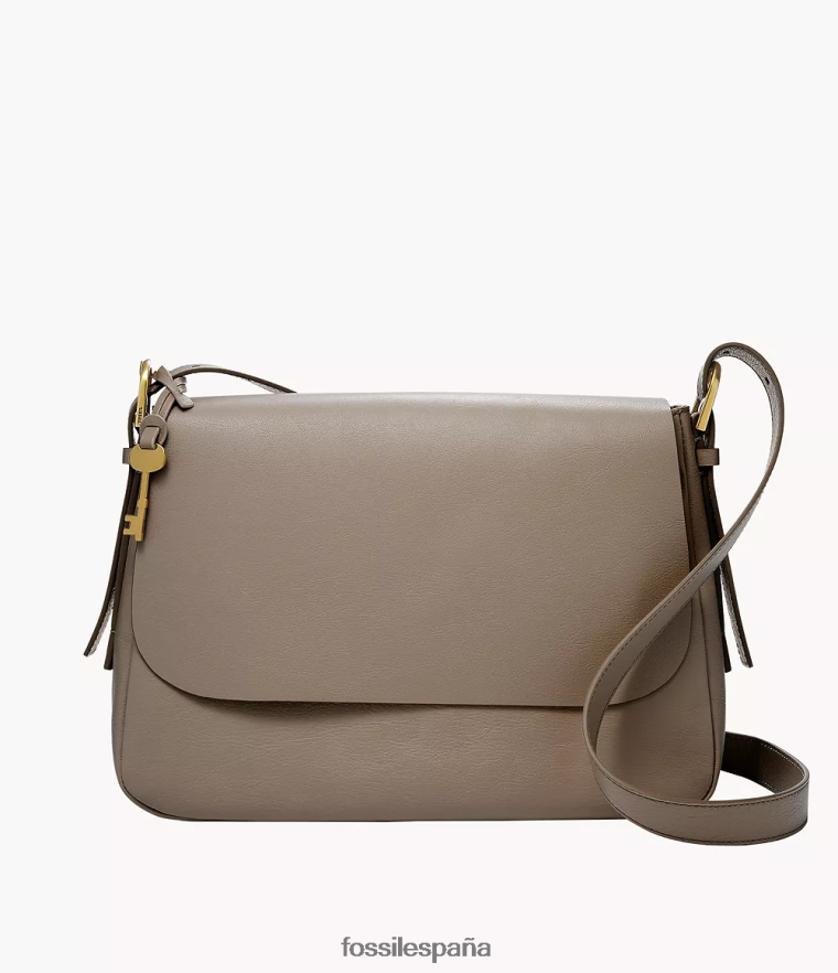 bolsa 804XJ4554 gris mujer Fossil bandolera harper grande con solapa