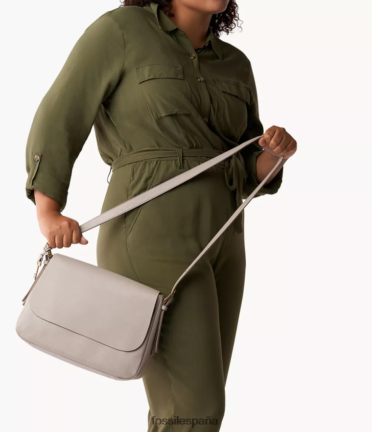bolsa 804XJ4554 gris mujer Fossil bandolera harper grande con solapa