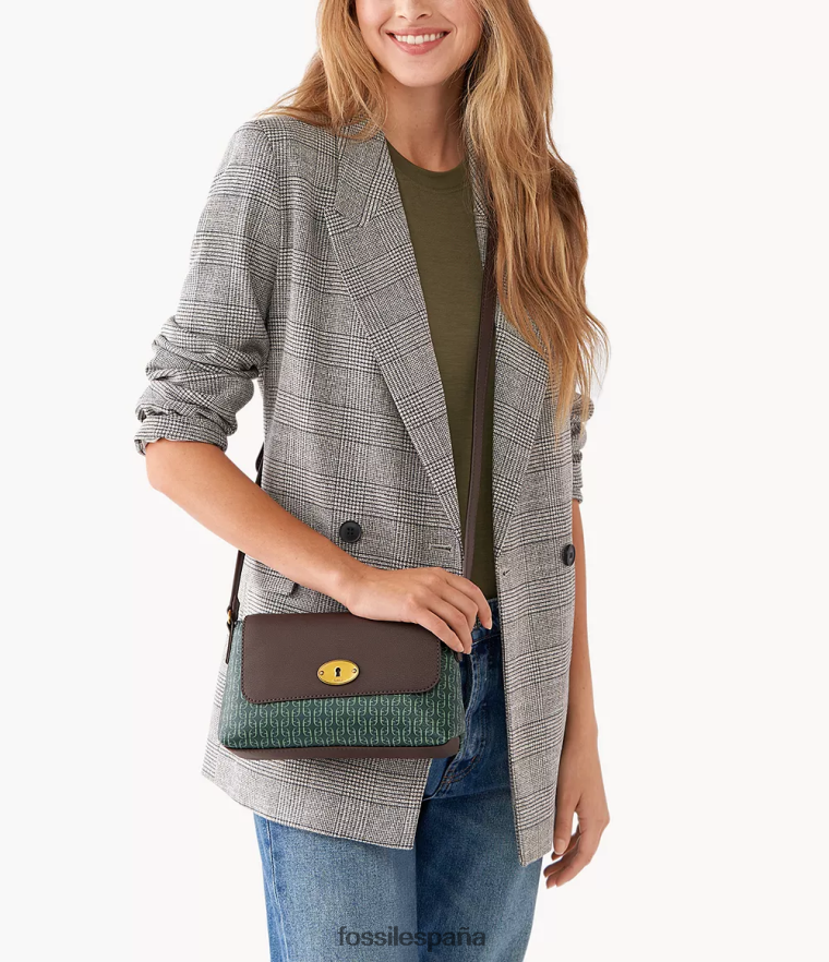 bolsa 804XJ4616 verde mujer Fossil bandolera gabriella pequeña con solapa