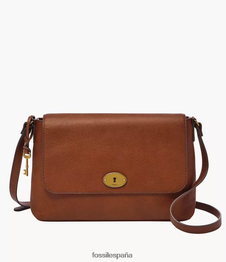 bolsa 804XJ4621 marrón mujer Fossil bandolera gabriella mediana con solapa