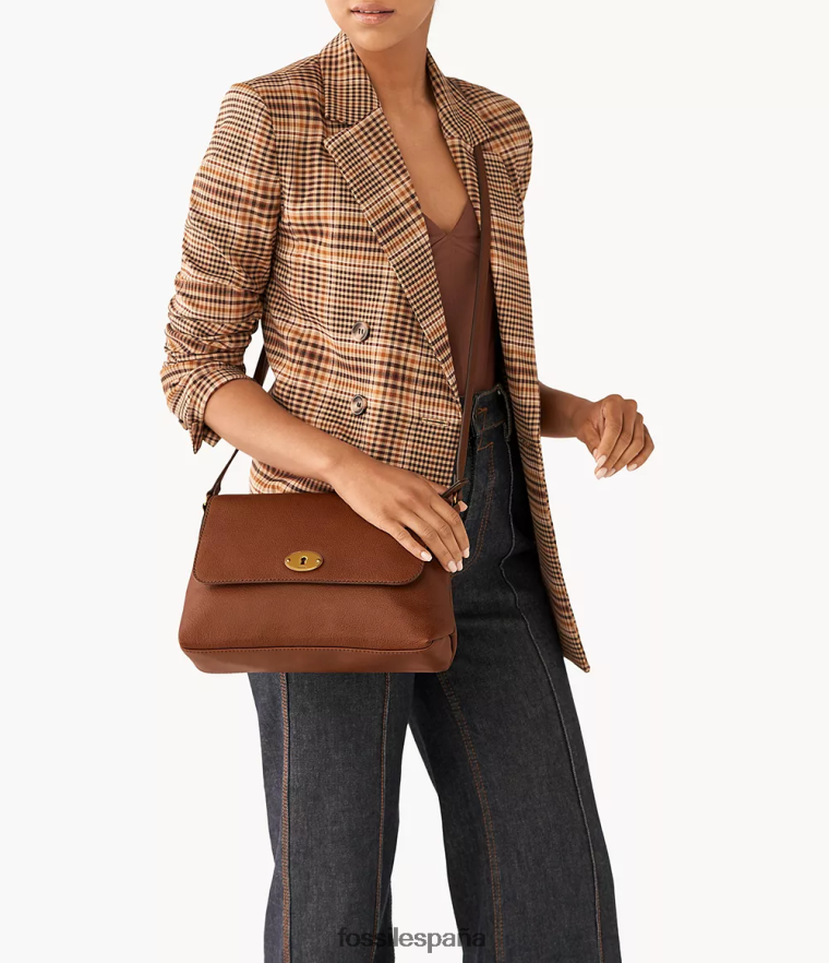 bolsa 804XJ4621 marrón mujer Fossil bandolera gabriella mediana con solapa