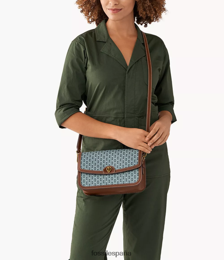 bolsa 804XJ4634 azul mujer Fossil bandolera con solapa ainsley