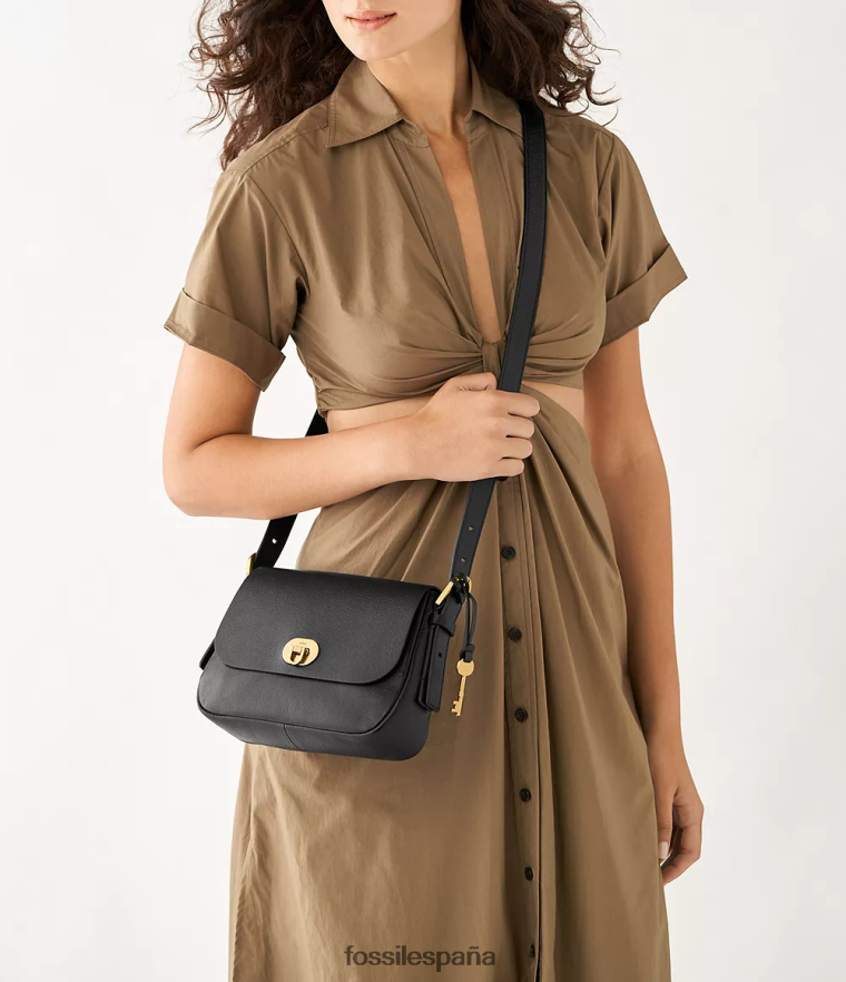 bolsa 804XJ4639 negro mujer Fossil bandolera Harper pequeña con solapa