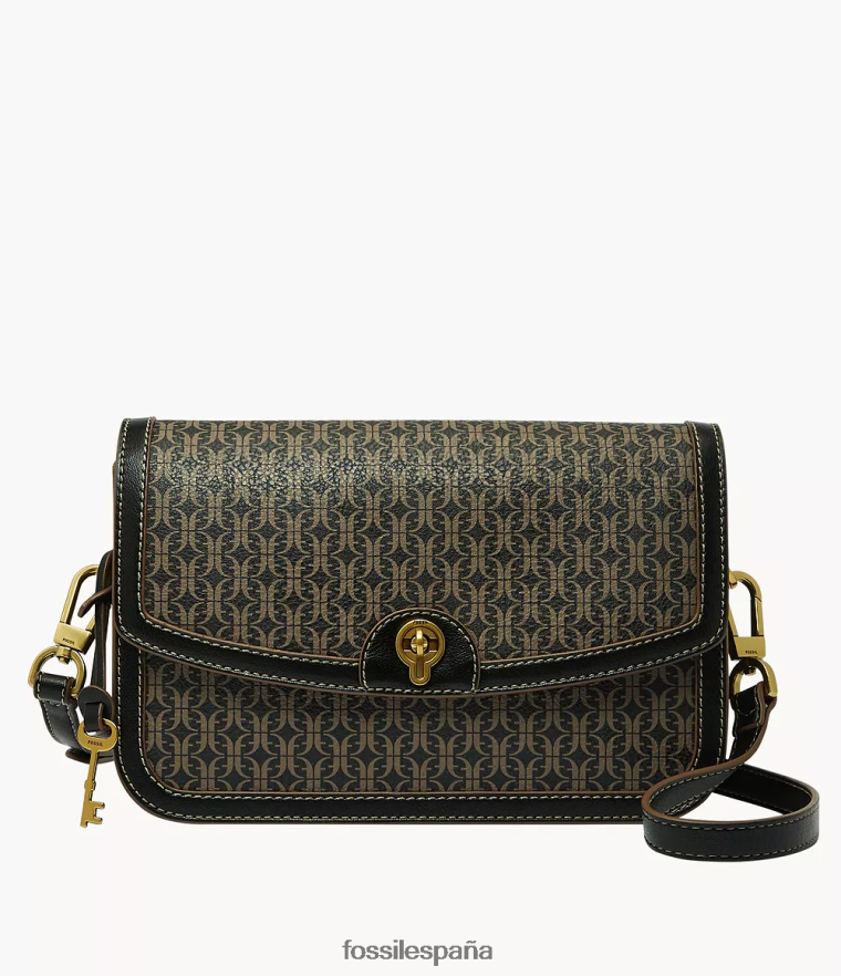 bolsa 804XJ4641 negro mujer Fossil bandolera con solapa ainsley