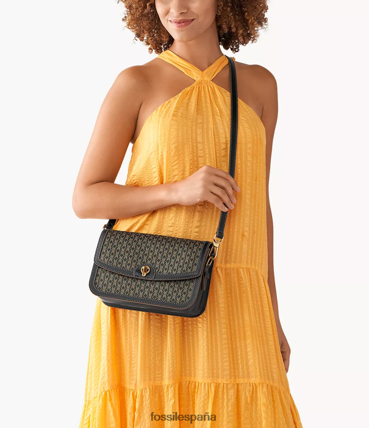 bolsa 804XJ4641 negro mujer Fossil bandolera con solapa ainsley