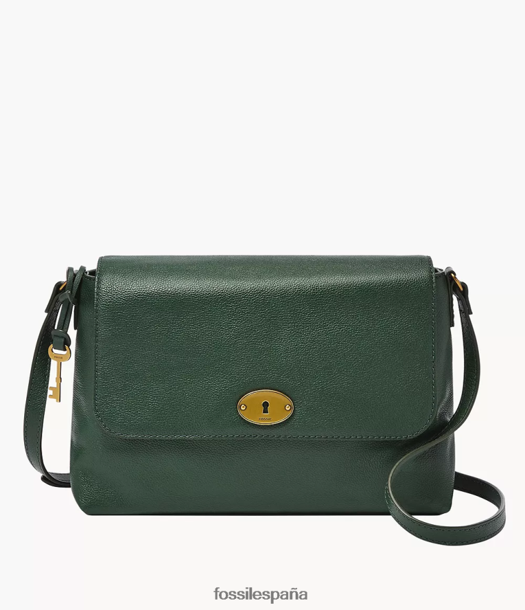 bolsa 804XJ4662 verde mujer Fossil bandolera gabriella mediana con solapa