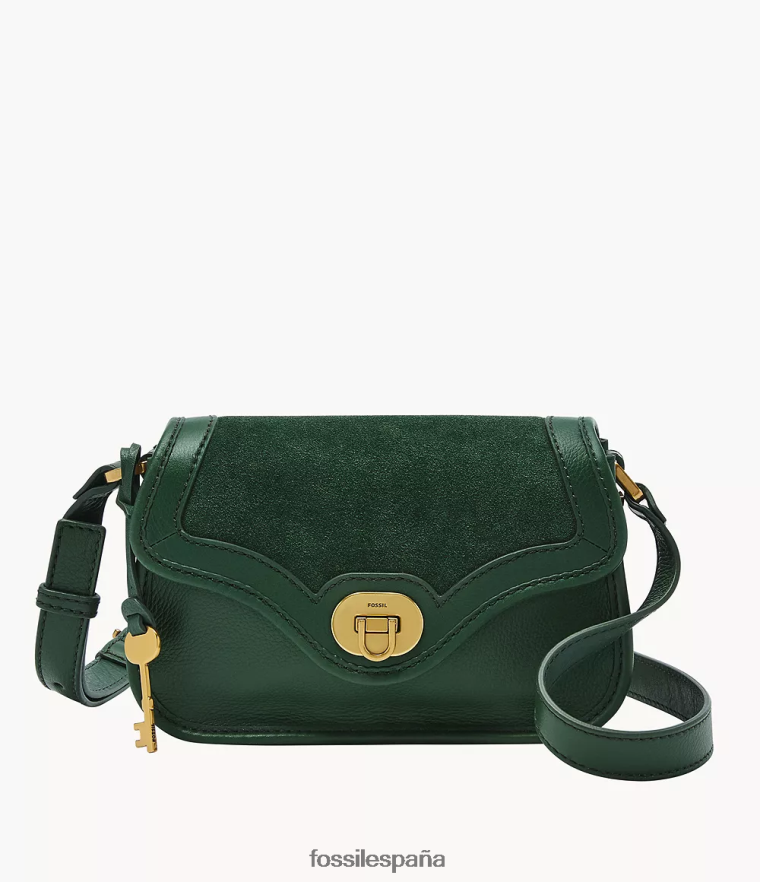 bolsa 804XJ4702 verde mujer Fossil bandolera Heritage pequeña con solapa