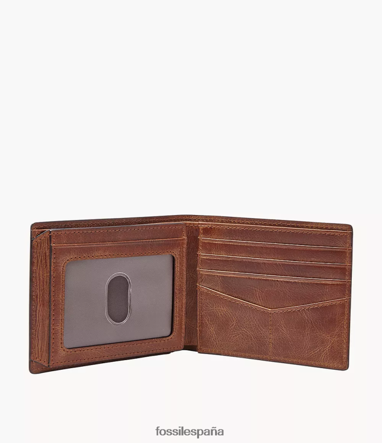 billetera 804XJ41656 marrón hombres Fossil Derrick rfid flip id plegable