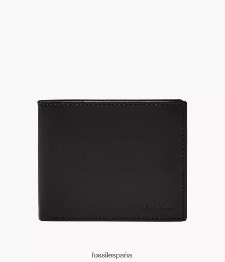 billetera 804XJ41668 negro hombres Fossil Derrick RFID monedero grande plegable