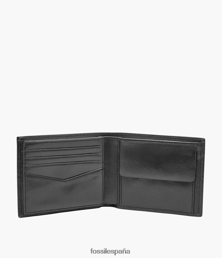 billetera 804XJ41674 negro hombres Fossil Cartera plegable con bolsillo para monedas grande con RFID Ryan