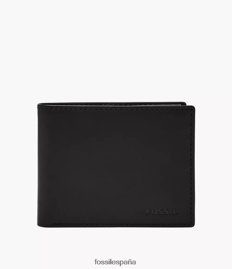 billetera 804XJ41689 negro hombres Fossil pasaporte rfid derrick