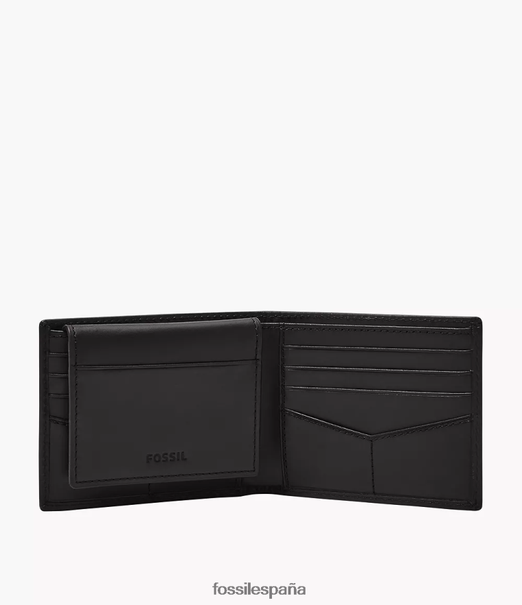 billetera 804XJ41689 negro hombres Fossil pasaporte rfid derrick